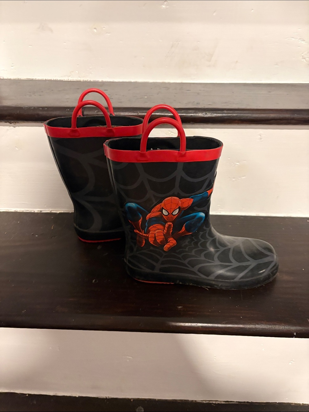 Spiderman Black and Red Kids Rain Boots